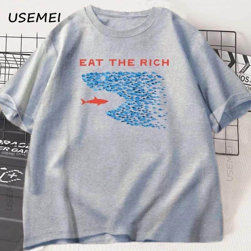 Eat The Rich T-Shirt Unisex Unisex Lustiges Baumwoll-Kurzarm-T-Shirt Streetwear Bedrucktes T-Shirt Lässige Lustige Oberteile Herrenkleidung