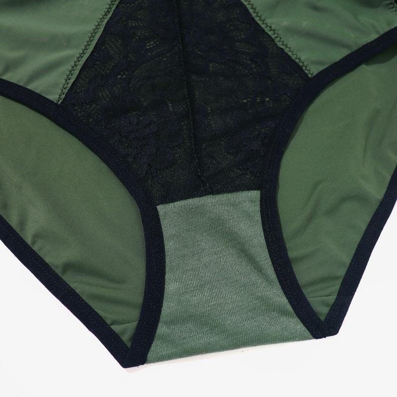 Damen Sexy Spitze Übergröße Slips Französische Mode Bequem Atmungsaktiv Mittelhoch Bund Brief 0Xl-5Xl - 090