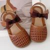 Summer Girls Closed Toe Woven Bird Nest Sandals Hollow Bow Decor Kids Beach Shoes