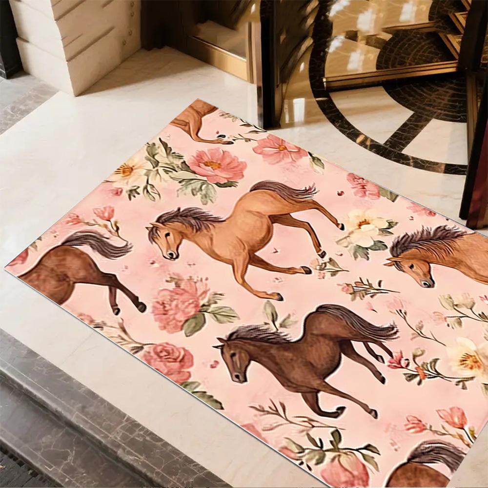 1pc Home Carpet with floral design rug non slip for office decor and bedroom gift ideas