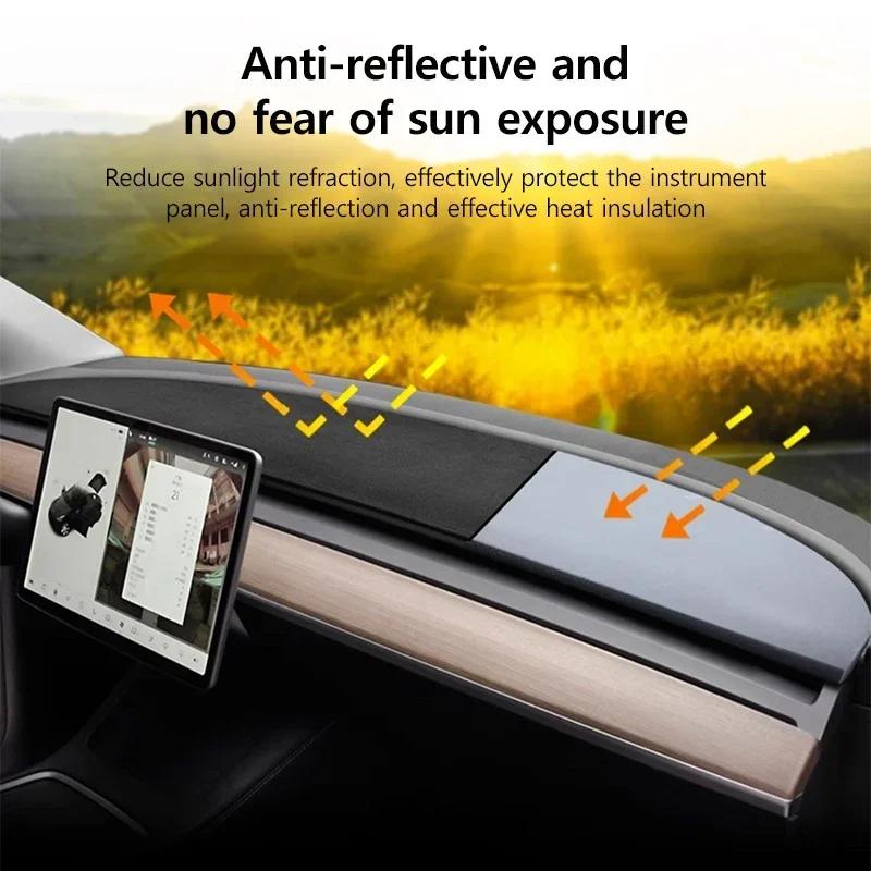 Dashboard Cover Tesla Model Y 3 Highland 2025 2025 2025 2025 Flannel Dashboard Pad Dashboard Decorative Interior Car Accessories