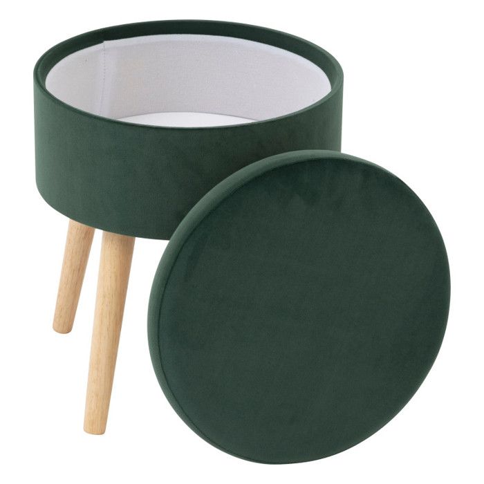 Atmosphera "Tess" Velvet Storage Stool - Jade