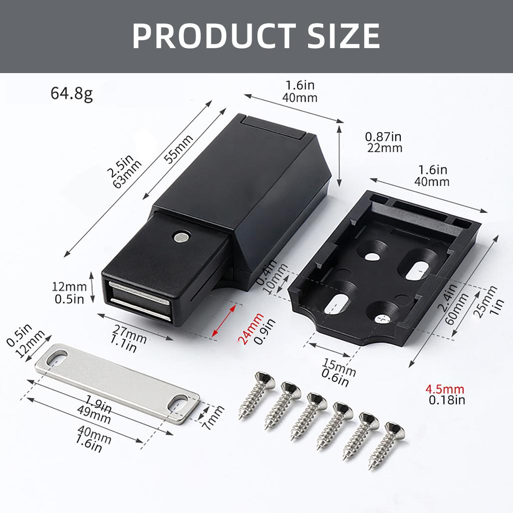 Sturdy ABS Portable Magnetic Push To Open Cabinet Hardwares Accessory for Hide Door and Drawers In Elegant Color