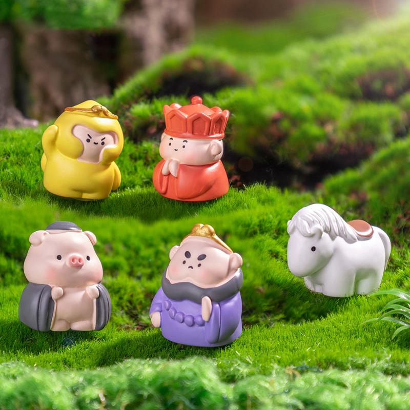 5Pcs/Set Cartoon Mini Resin Journey To The West Doll Miniatures Figurines Ornament Cute Fairy Garden Micro Landscape Diy Craft