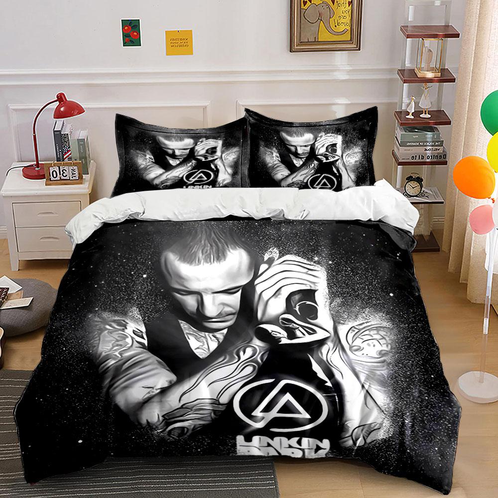 Vienkrāsains Linkin Park mākslas gultasveļas komplekts: