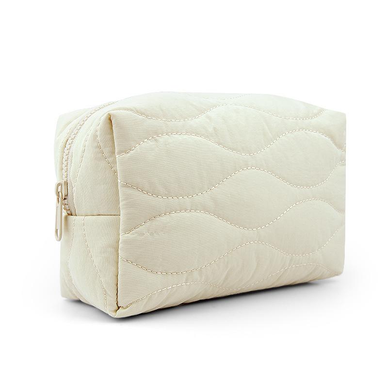 Bolsa de Cosméticos de Nailon Acolchada Suave de Plumón Bolsa de Lavado para Almacenamiento