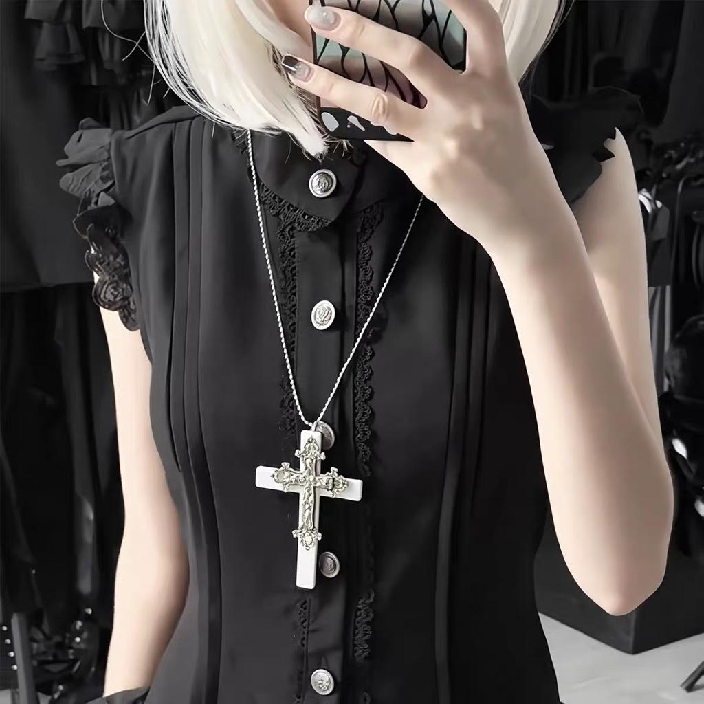 Original Large Cross Necklace, Gothic Dark Lolita Maid Cosplay Halloween Accessory