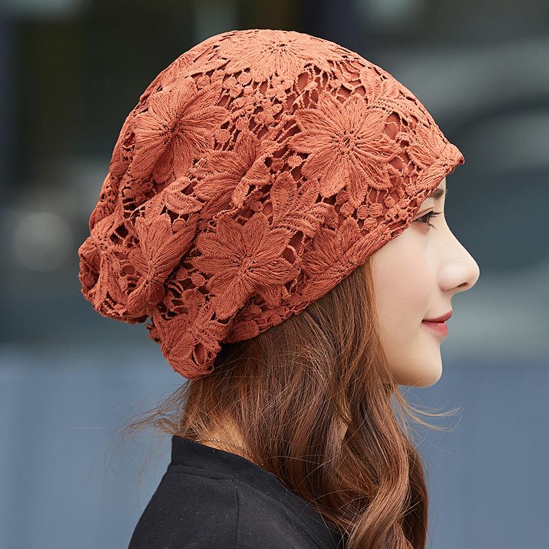 Women's Summer Lace Slouchy Hat - Breathable, Stylish, Thin White Hair Cover