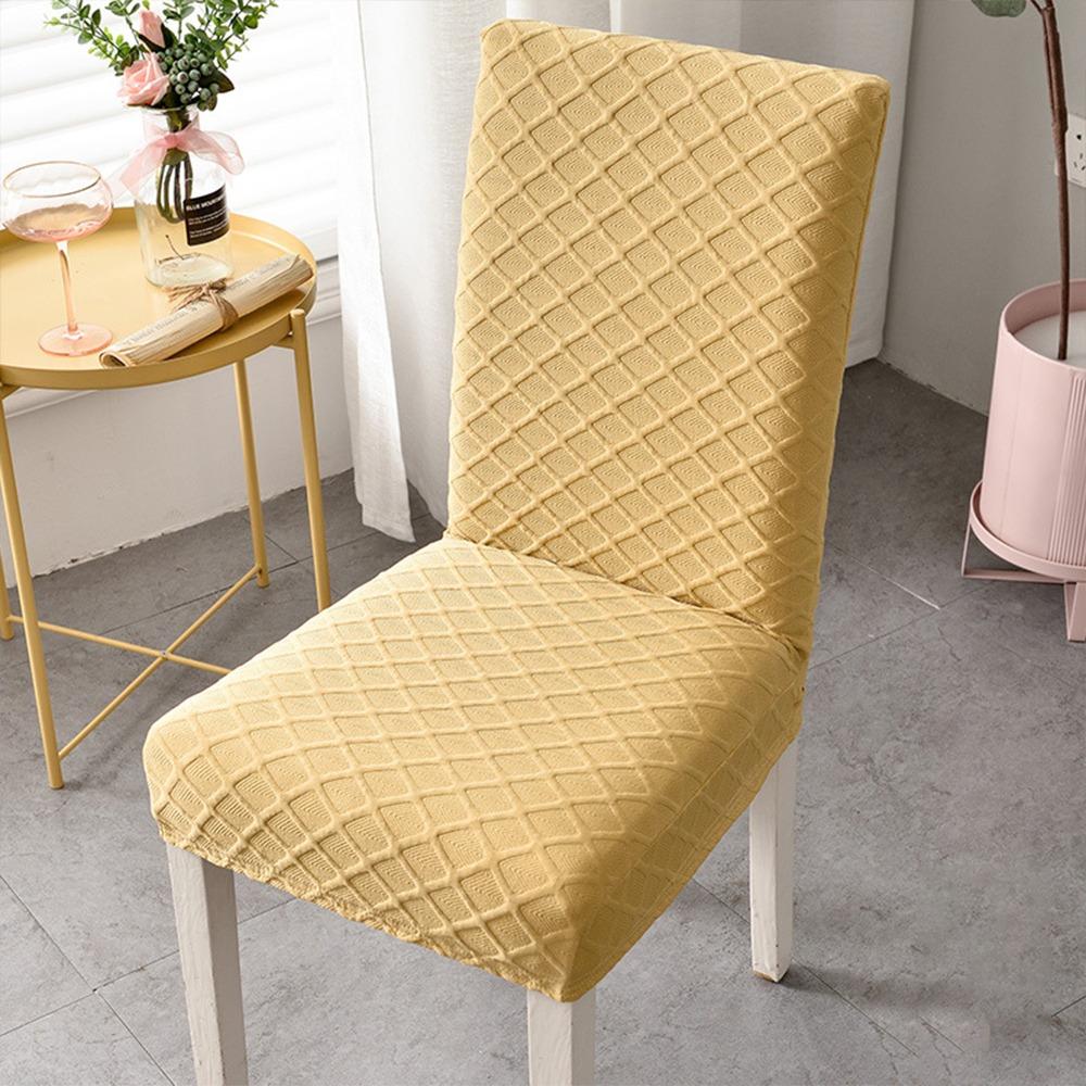 New Elastic Stretch Dining Chair Cover Dustproof Solid Color Jacquard Chair Cushion Cover Waterproof Chair Protectors Household