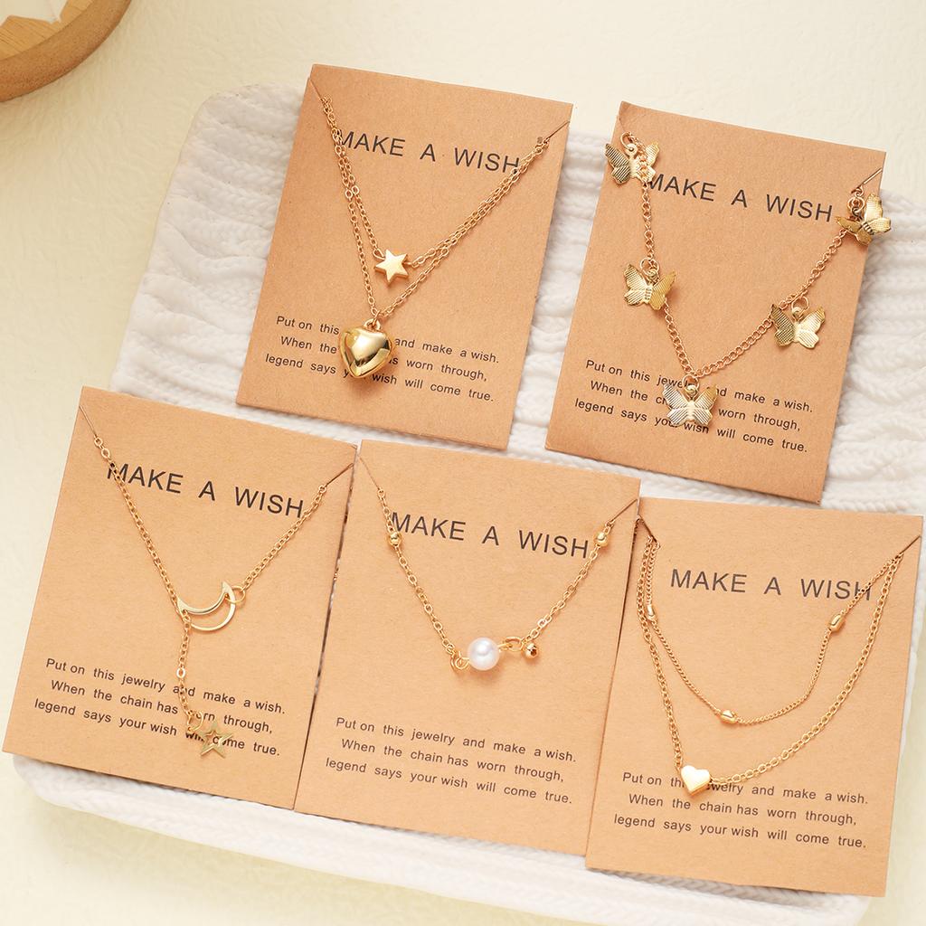 Gold Color Women Necklace Sets Fashion Heart Butterfly Pearl Moon Star Pendant Necklace 2026 Vintage Jewelry Gifts