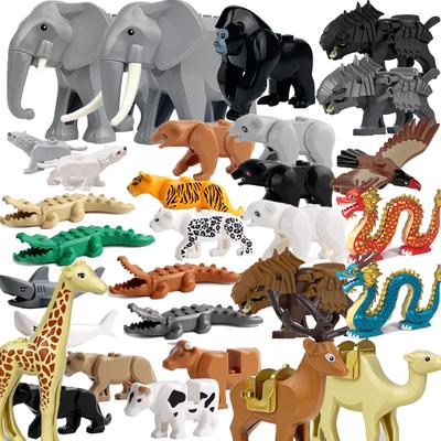 Das Zoo-Modell Afrikanische Elefanten Kamel Hirsch Krokodil Leopard Tier Bausteine Lernspiele Figur Baustein Spielzeug Kind B03
