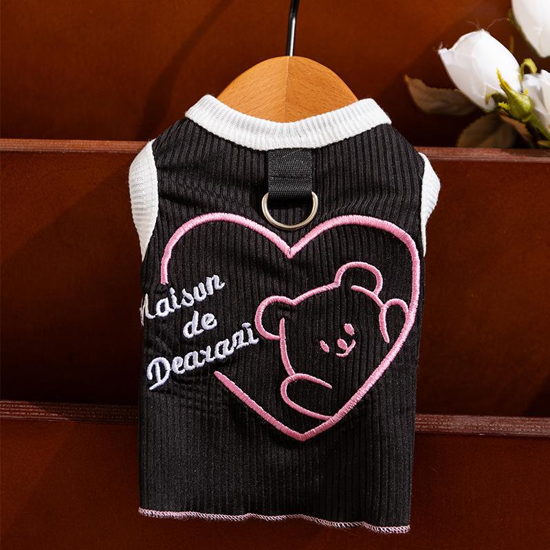 Frühling und Sommer neue Hundekleidung dreidimensionale Puppe gestreifte dünne Weste Katze Haustierkleidung