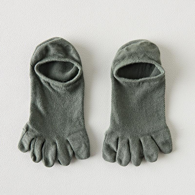 

Мужские дышащие повседневные носки с пятью пальцами, с низким вырезом - однотонные, универсальные для весны/лета One Size темно-зеленого