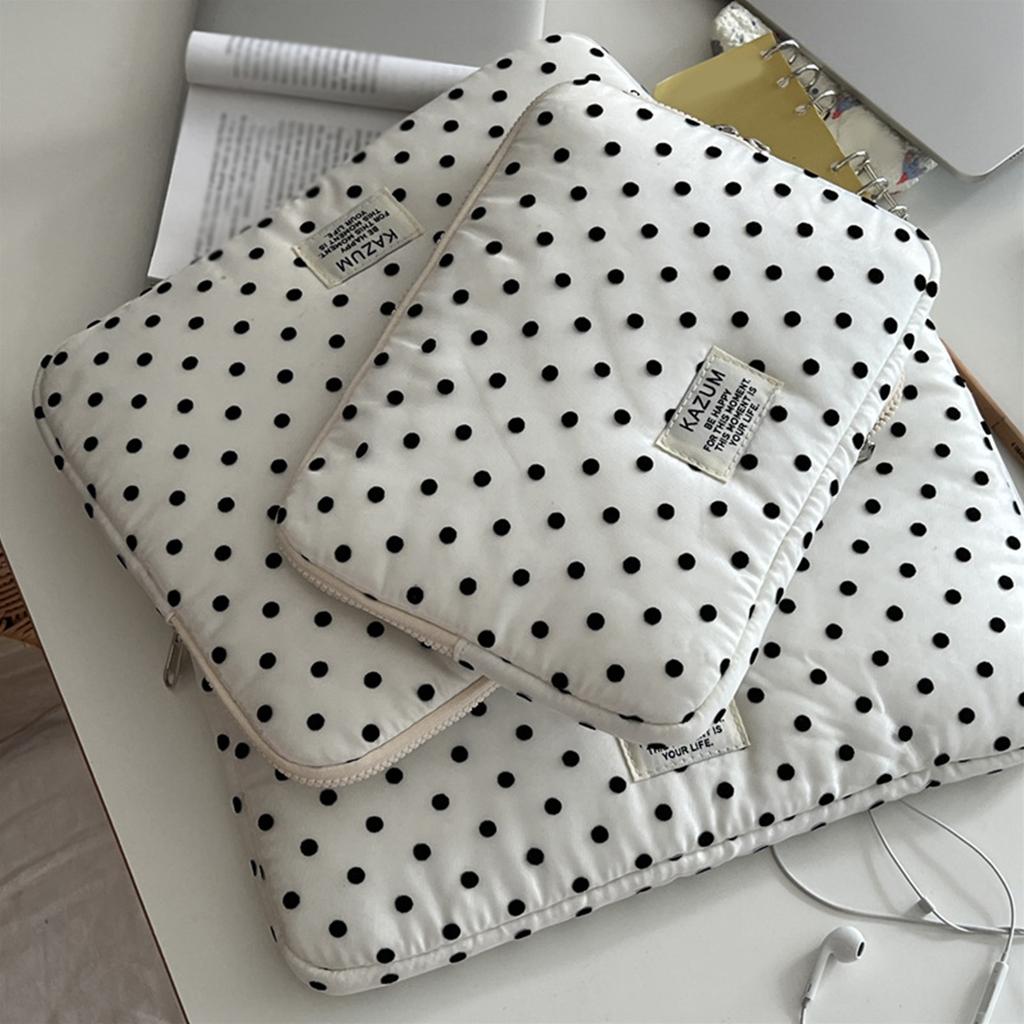 Polka Dot Tablet Sleeve Bag Shockproof Puffy Quilted Computer Bag Dust-Proof 13inch for MacBook Tablet for iPad Women Laptop