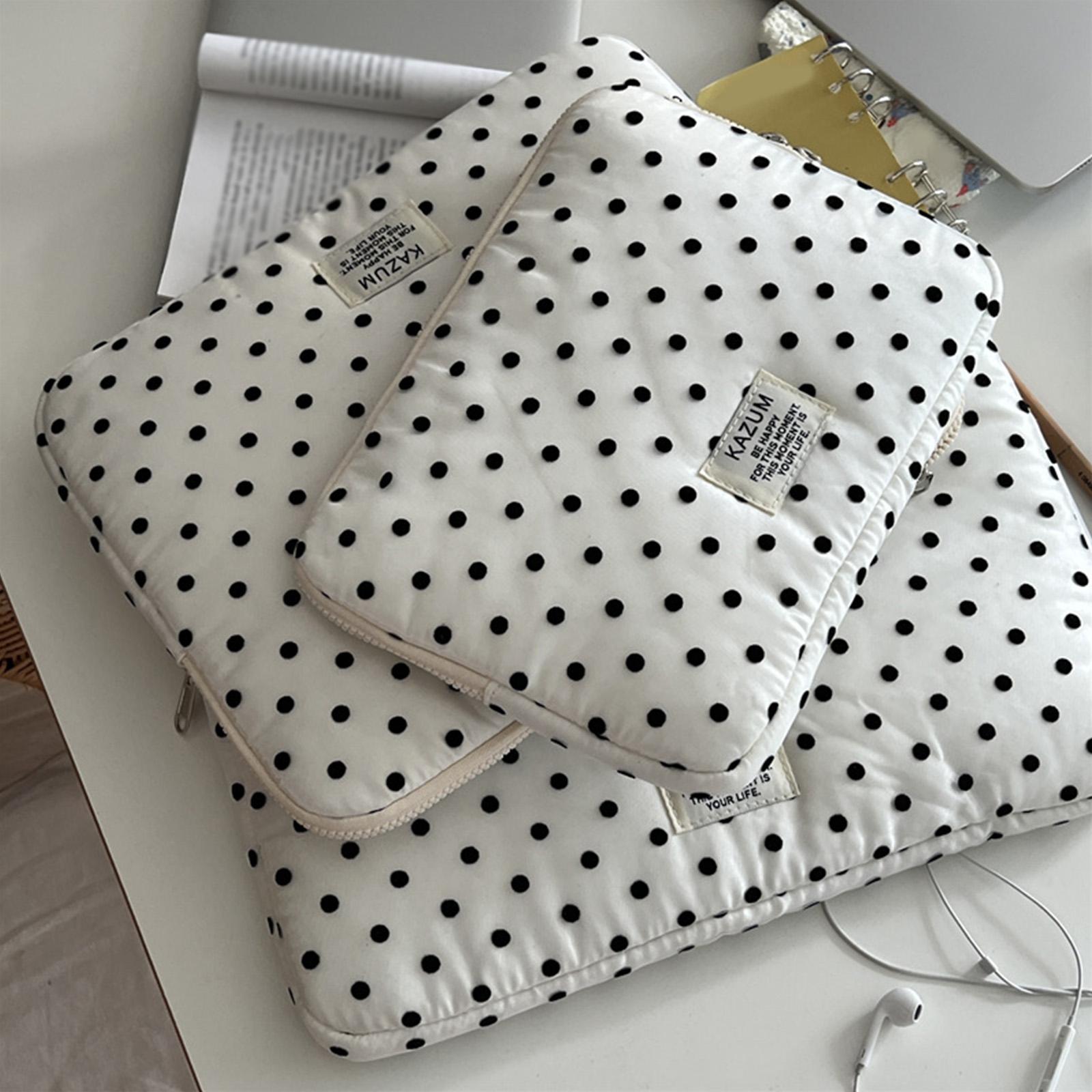 

Polka Dot Tablet Pouch Shockproof Puffy Quilted Tablet Sleeve Bag Dust-Proof 13inch for MacBook Tablet for iPad Women Laptop білий