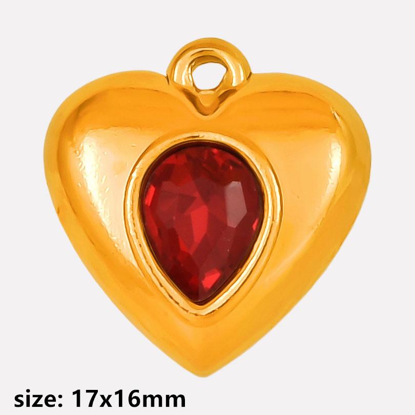 2 Stück Roter Emaille/Strass Liebe Anhänger Edelstahl Herz Charm Für Schmuckherstellung Zubehör Großhandel Steampunk Öl Tropfen Charms