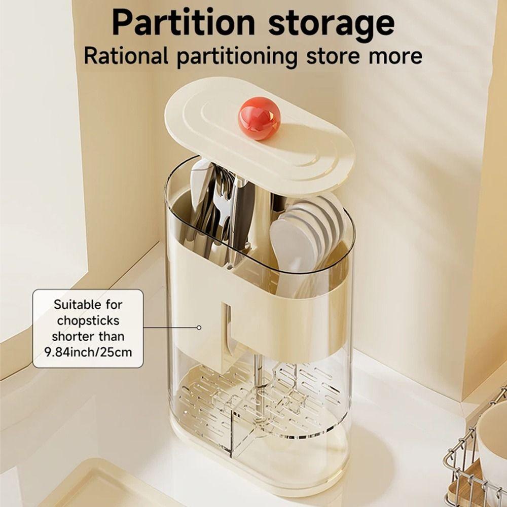 Household Automatic Lifting Holder Transparent Kitchen Storage Rack Chopstick Storage Box  Bathroom