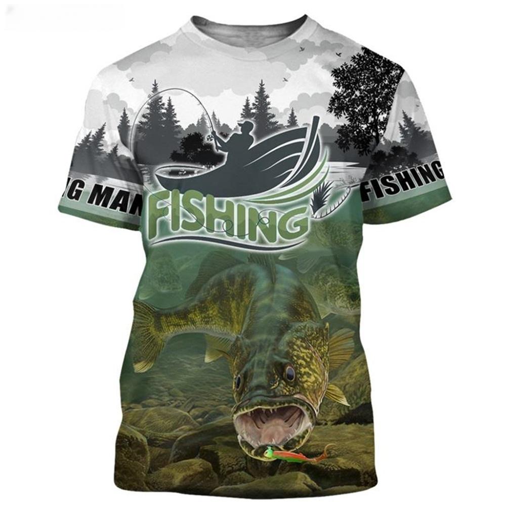 

Summer popular carp fishing full print men s fishing clothing 3D catfish print T-shirt short sleeved casual loose top 6XL