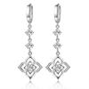 KOFSAC Fashion Zircon Four-leaf Clover Hoop Earrings For Women Exquisite 925 Silver Flower Earring Jewelry Lady Gifts