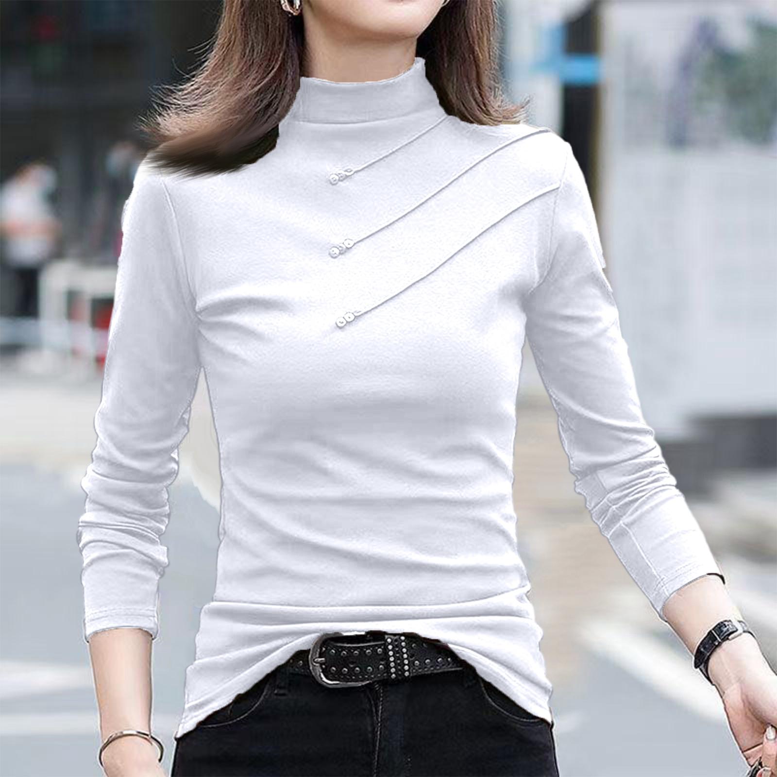 

Женский модный повседневный однотонный топ с длинным рукавом XL белый