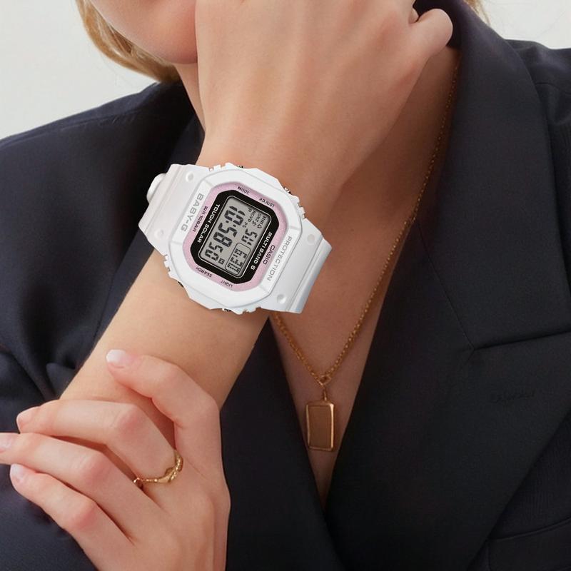 CASIO BGD-5650 series 100 meters waterproof world time chronograph stopwatch solar Quartz resin strap women's watch gray dial BGD-5650SP-7C