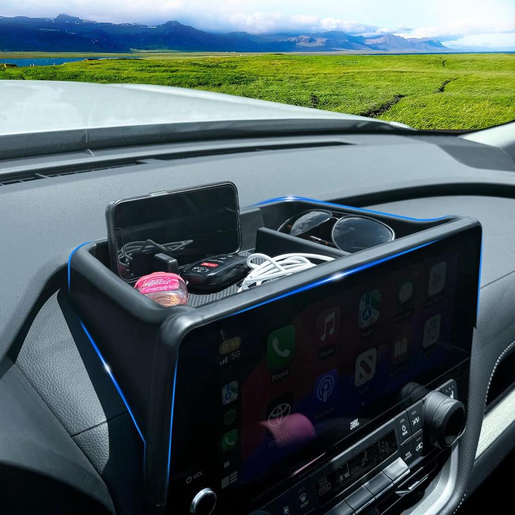 TOPTALL 2026 2025 2024 New Dash Organizer Compatible With Toyota Grand Highlander Accessories, Center Console Screen Dashboard Tray With Anti-Slip
