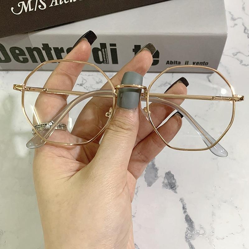 Retro Polygonal Glasses Finished Myopia Glasses Frame Personalized Multi-Anti-Blue Flat Glasses