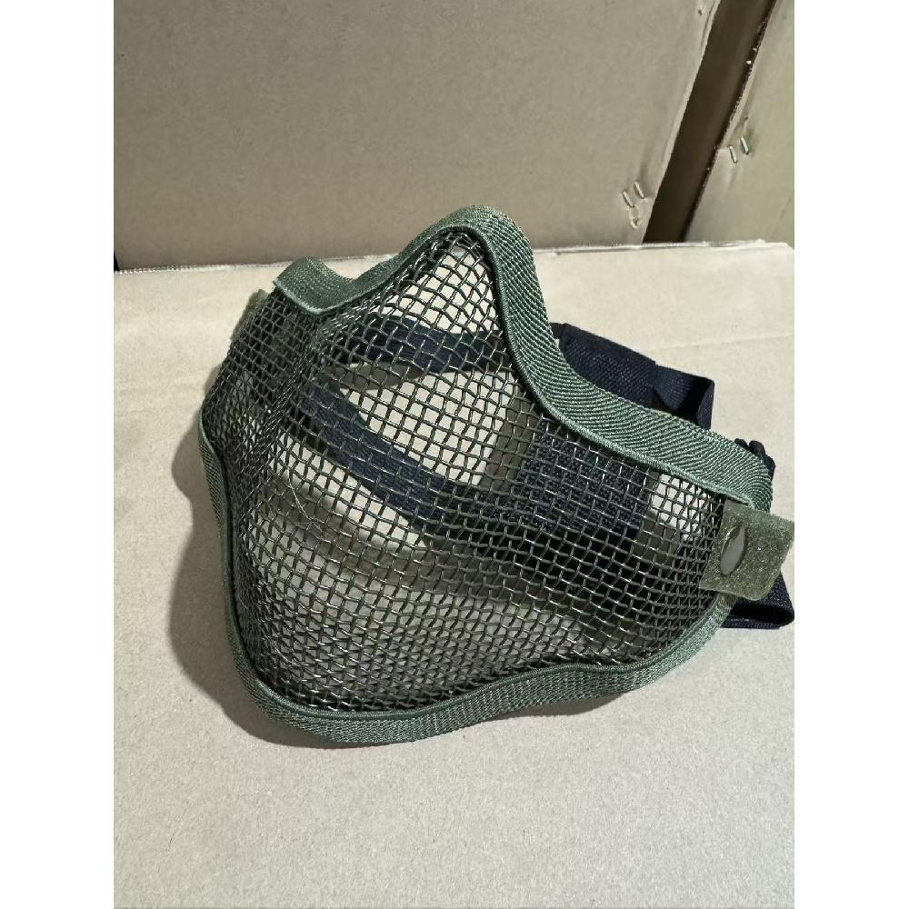 Maschera Facciale Mezza Faccia in Acciaio con Doppia Cinghia V1, Maschera Protettiva Tattica Camo per CS Airsoft Wargame Allenamento