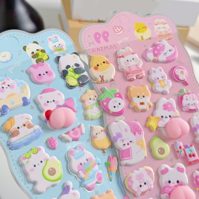 Animal Sticker Decorative Foam Sticker for Art Craft Scrapbooking Journals Phone Case Water Bottle Children Rewarding