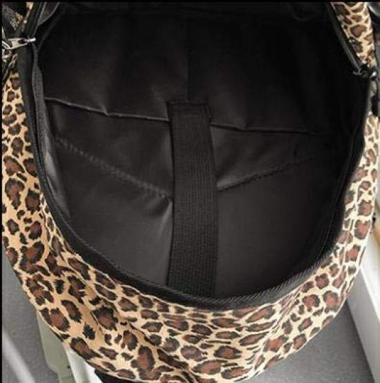 [ZESU] Korean BackpackLarge Capacity Casual Bag  Women's Student BagSchool BagCommuter Bag, Stylish Basket Bag (Leopard Print)