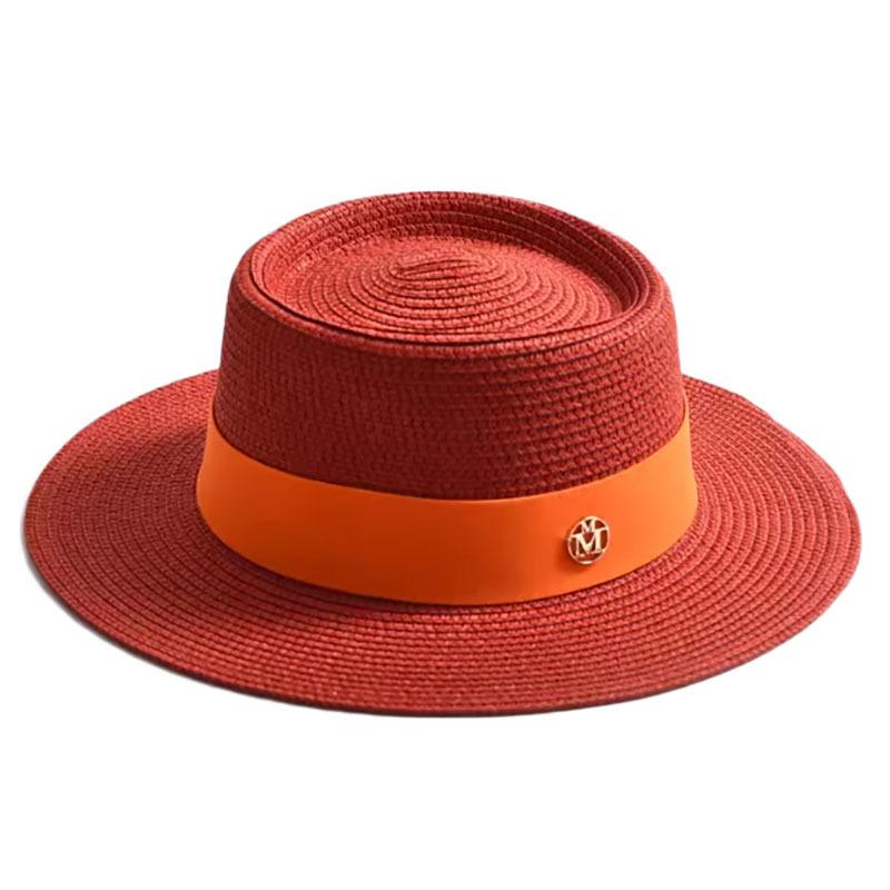New Summer Straw Sun Hats for Women Ladies Fashion Flat Brim Ribbon Beach Hat Travel Dress Cap Chapeau Femme