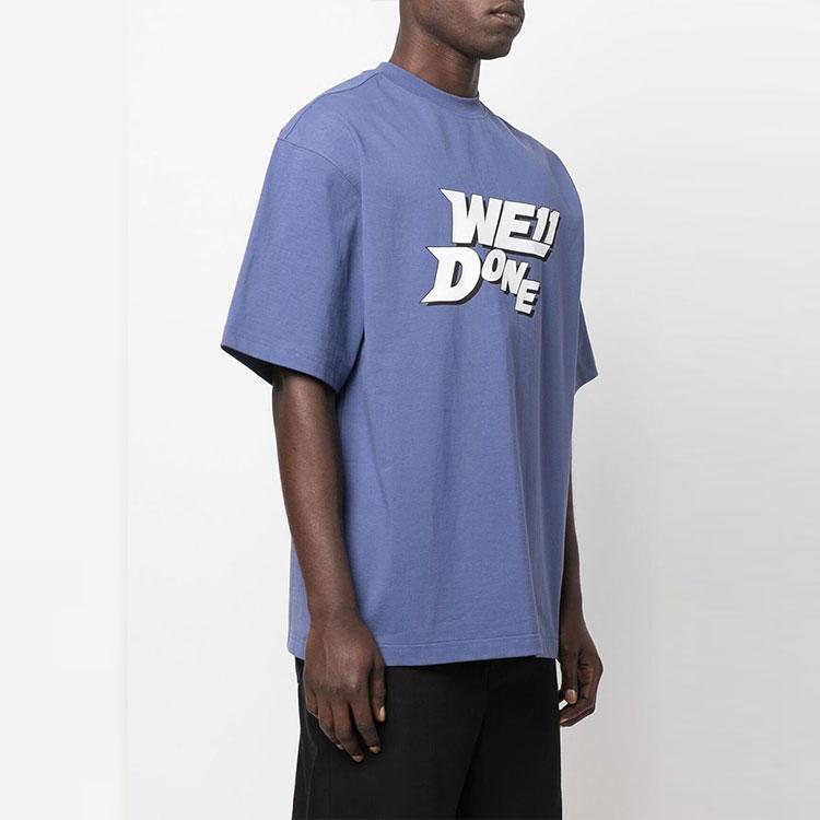 WE11DONE T-Shirts Unisex Marine Blue Crew Neck Moderate Straight Fit WD-TT1-22-630-U-NV
