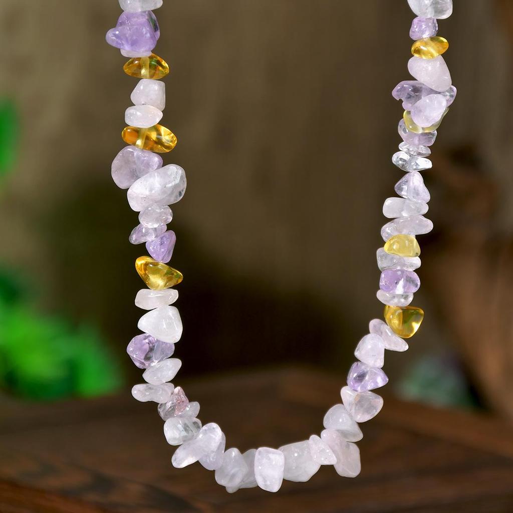 Crushed Crystal Handmade Beaded Necklace - Versatile Spring/Summer Beach Style for Women
