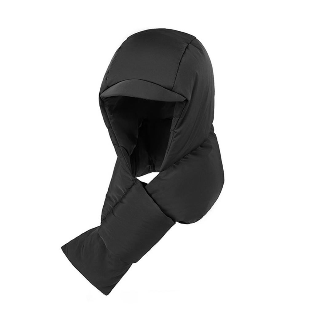 Women's Warm Scarf One-piece Pullover Hat For Outdoor Skiing Travel, Cold Proof Thick Down Hat