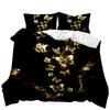 Golden Butterfly Color Quilt Set Three-Piece 3D Digital Printing Abrasive Bedding