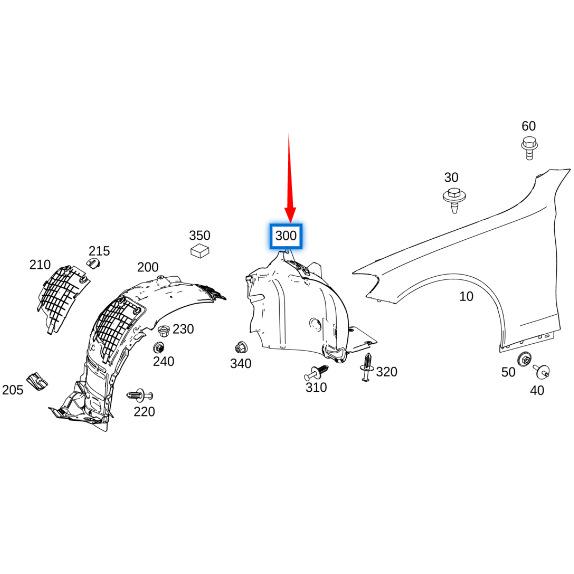 Front Wheel Arch Liner for Mercedes-Benz C-Class W205 (2056900230, 2056900330)