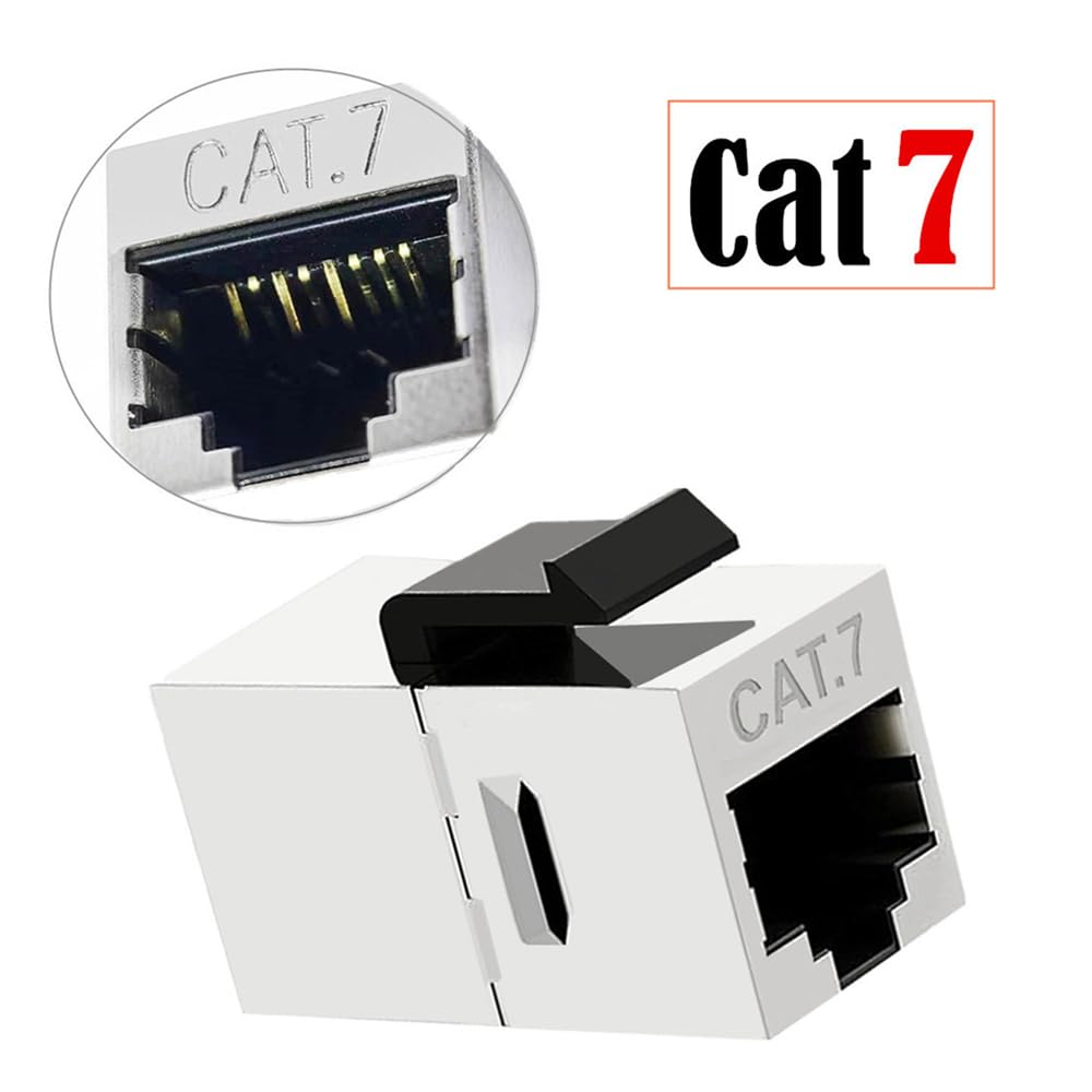 Cablecc 10 Gigabit UTP CAT7 Keystone RJ45 Female to Female 8P8C UTP STP Keystone Inline Coupler Coupler, Shielded,