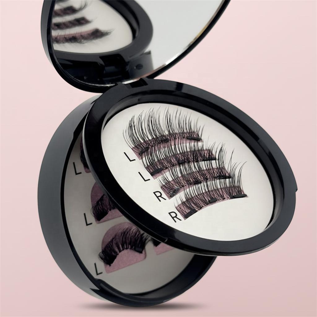 New Design Handmade PBT Magnetic Cat Eye Arabic Style Lashes Quantum Half Fake Super Fine Magnetic Curler Set Double Magnet