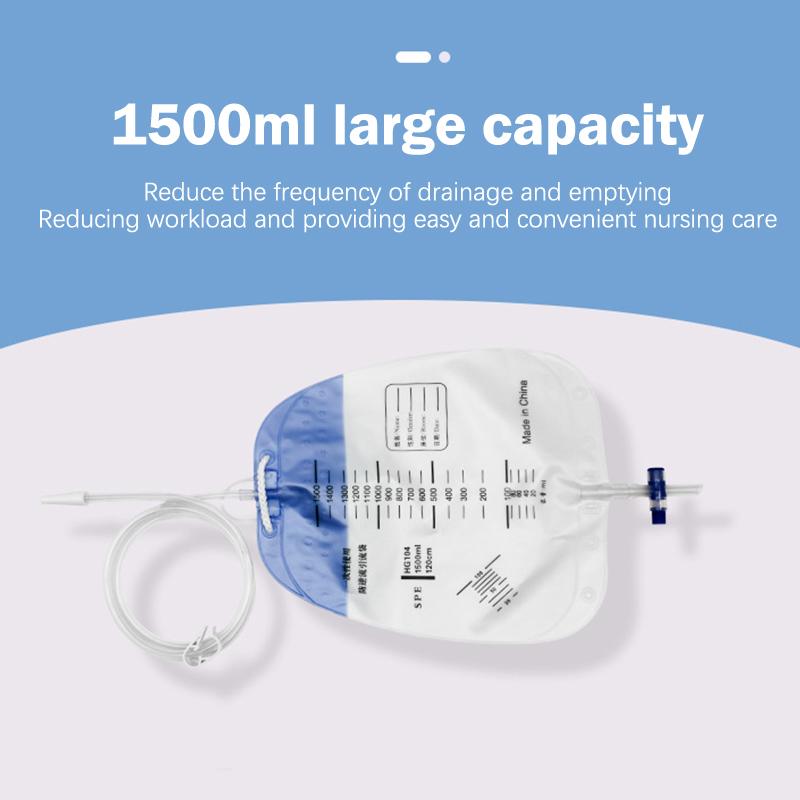 Dış Mekan Tek Kullanımlık Steril İdrar Torbası Pvc Saklama İdrar Drenaj Torbası Çapraz Vanalı Kateterli İdrar Toplama Torbaları
