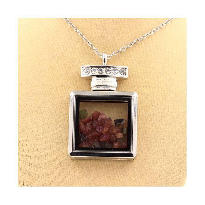 Pierres et Minéraux. Collier Tourmaline multicolore brut. Modèle flacon.