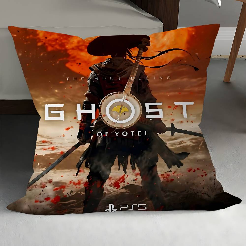 Ghost Of Y-Yotei Stitch Lucky Dragon Pillow Cover Sofa Cushion Cover Home Room Decoration Children Gift