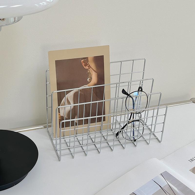 Ins Minimalist Iron Desktop Storage Rack Organizer Table Metal Organizing Rack Bookshelf Desk Multi-Functional Storage Rack