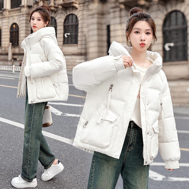 New Cotton Jacket 2025 Winter Korean Version of Padded Clothes Women's Hooded Thickened Warm Fashion Bread Jacket