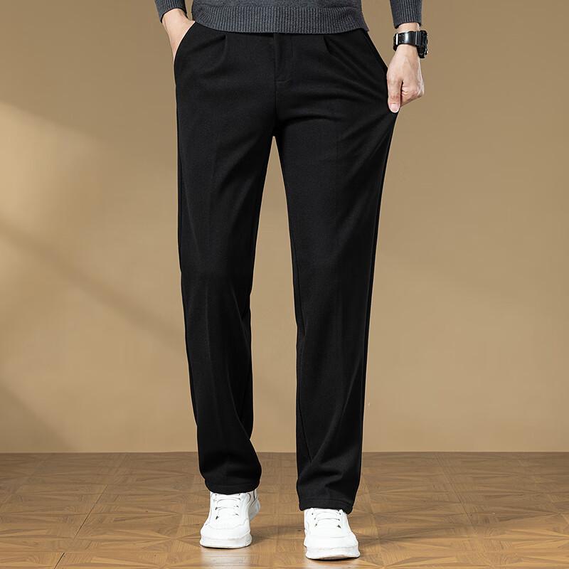 Men's Wool Blend Straight Fit Casual Trousers