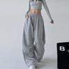 Graue High-Waist Weitbeinige Hose für Damen