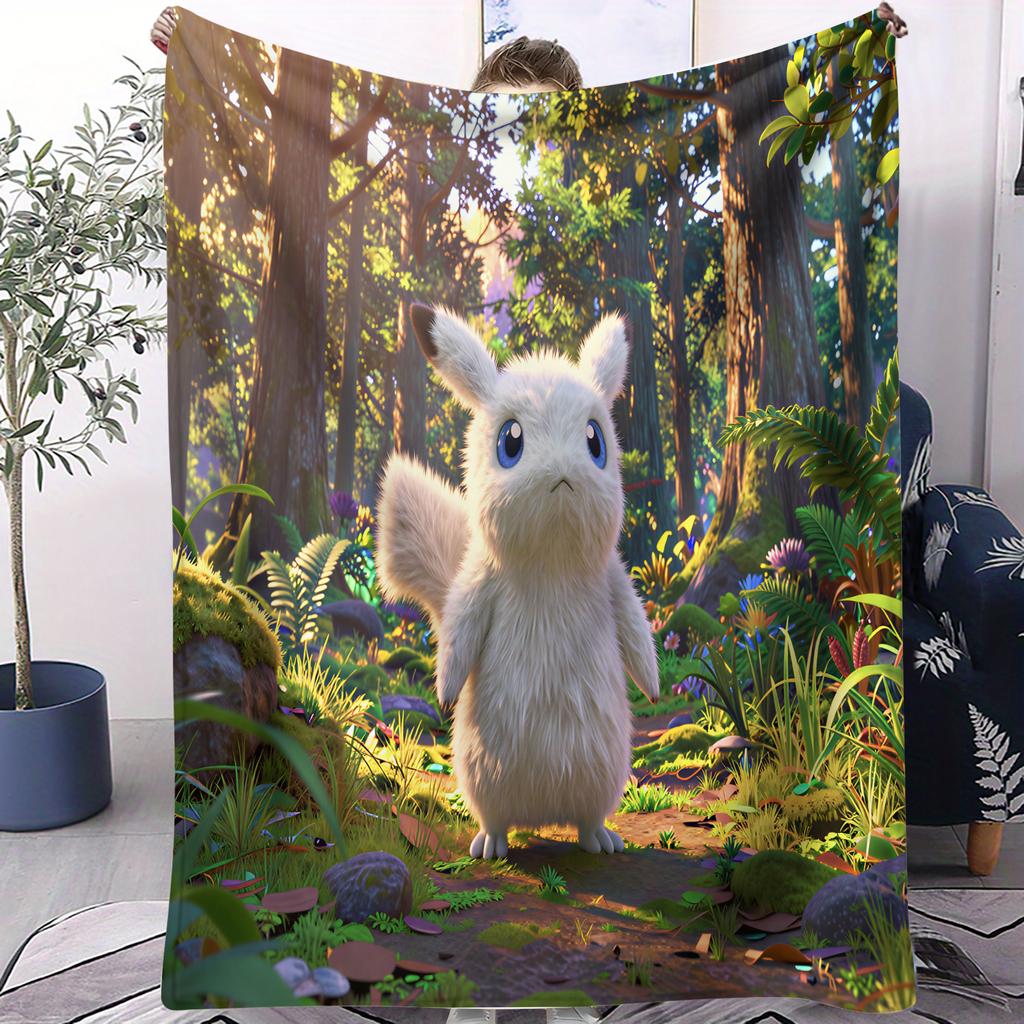 AnimePikachuThemed Soft Flannel Blanket For Office Travel Comfort Leisure Camp Multifunctional Universal Blanket Fan Gift