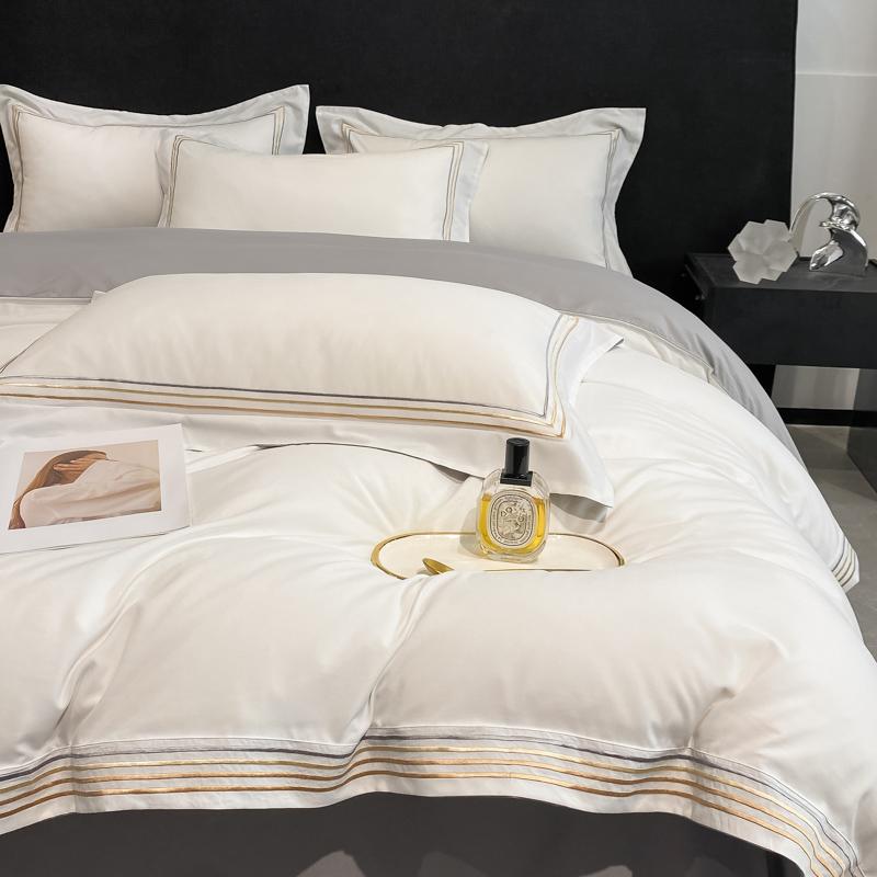 4pcs King/Queen Size Bedding Set Soft Washed Cotton Duvet Cover Skin Friendly Breathable Home Textile Luxury Bed with Pillowcase