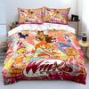 Beautiful Girls Winx Club Duvet Cover Set Queen Bedding Set Fairy Wings for Home Girl Birthday Gift School Dormitory Decoration