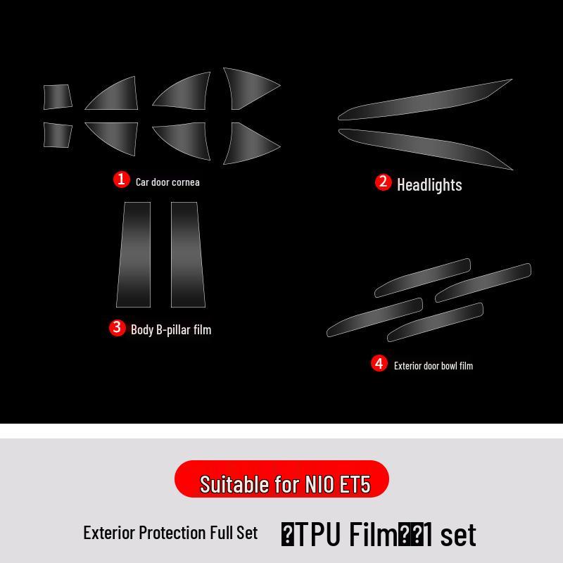 NIO ET5 Kundenspezifische Tür Ecke TPU Lackschutzfolie Kratzschutzaufkleber