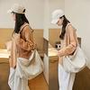 ARIALK Tote bag canvas large capacity shoulder A4 womens mens plain zipper.